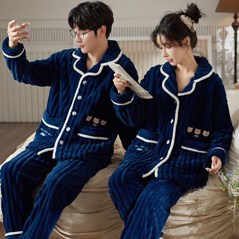 Coral Velvet Couple Pajamas Women Thickened And In Winter