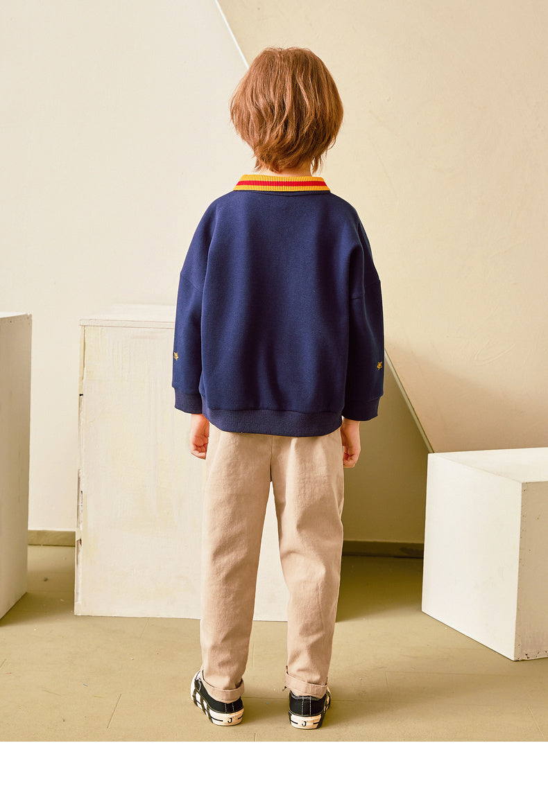 Planet embroidery children's sweater