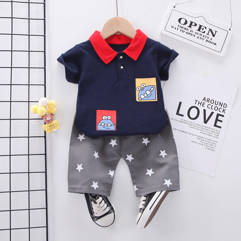 Summer wear boys casual short-sleeved shorts set