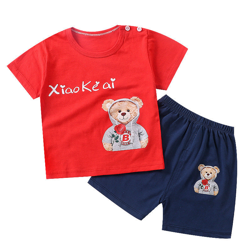 Children's Short-sleeved Shorts Suit T-shirt Cotton Class A Two-piece Set