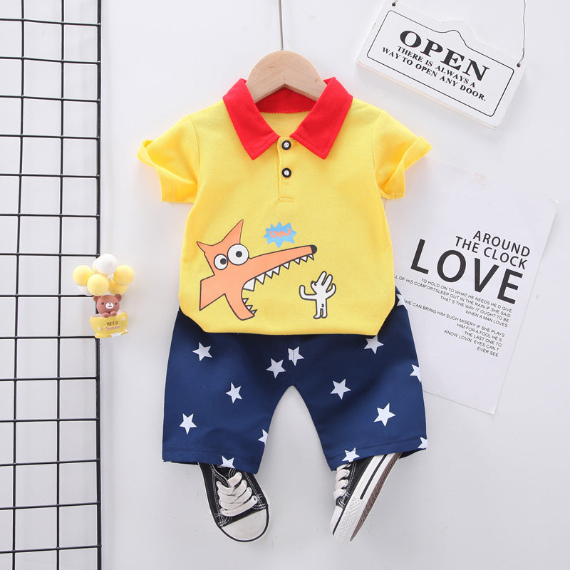 Summer wear boys casual short-sleeved shorts set