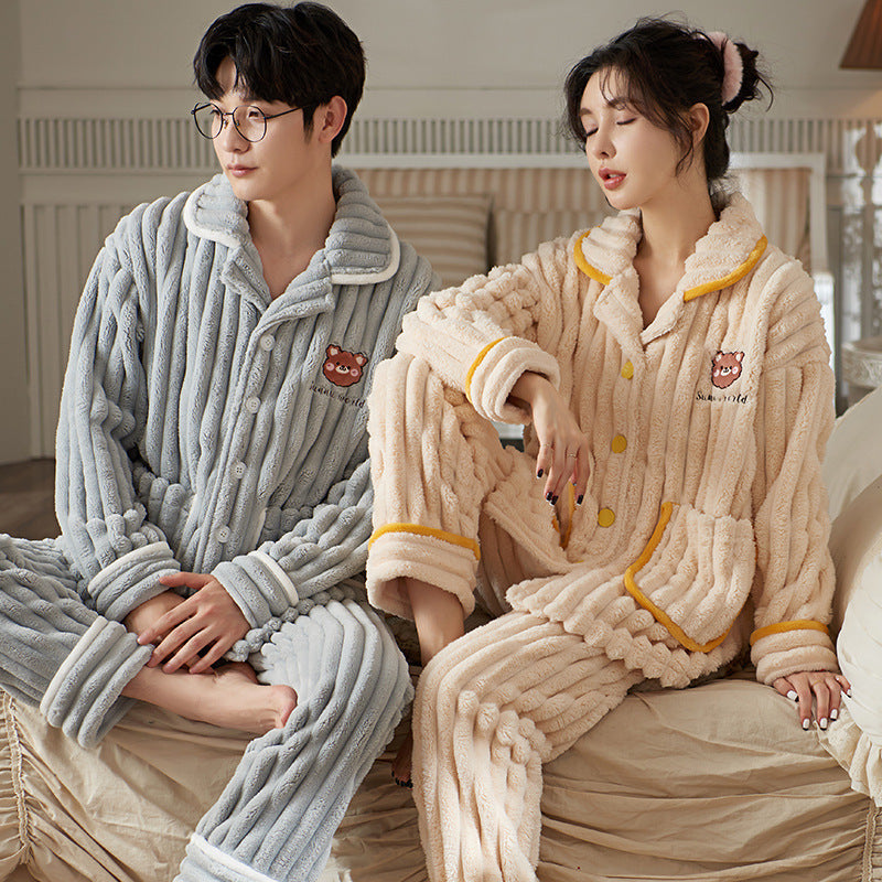 Coral Velvet Couple Pajamas Women Thickened And In Winter