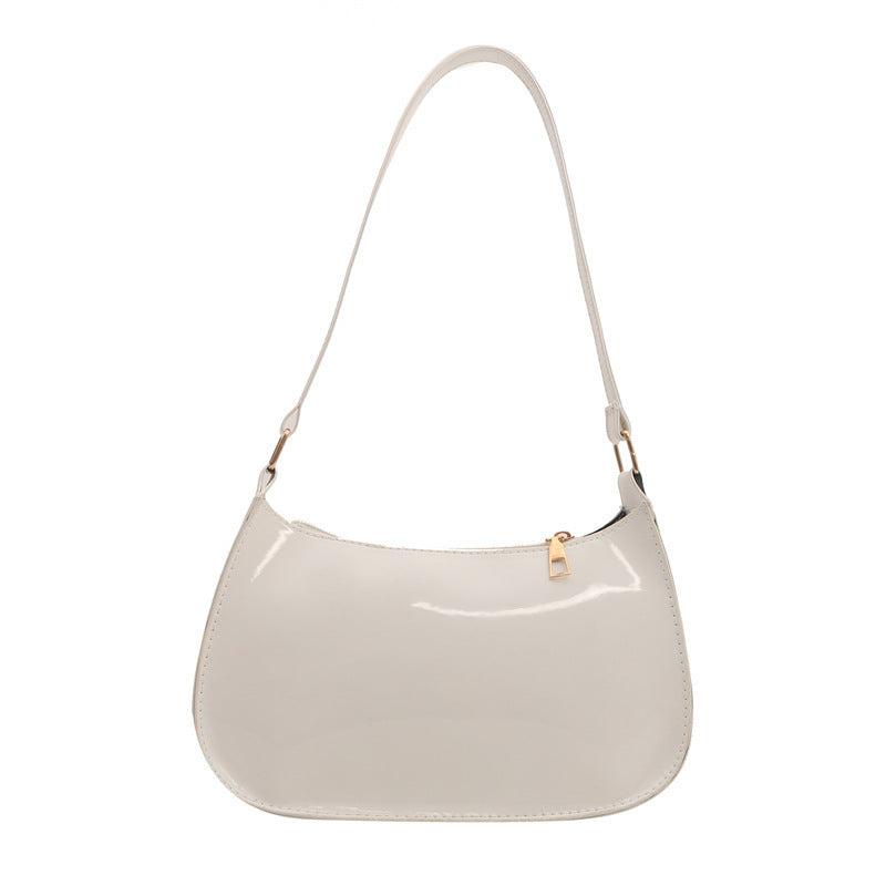 Underarm Bag Women's Portable Patent Leather Solid Color Glossy Crossbody Bag