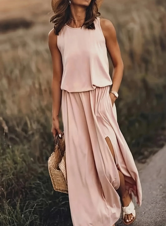 Women's Fashion Casual Round Neck Sleeveless Dress