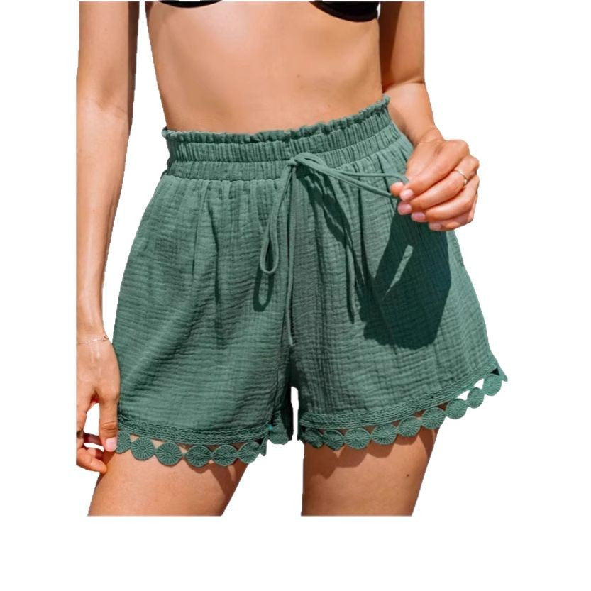 Women's Fashion Lace Beach Casual Loose Lace-up Shorts