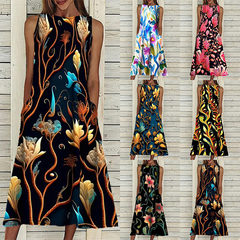 Women's Vest Printed Elegant Plus Size Dress