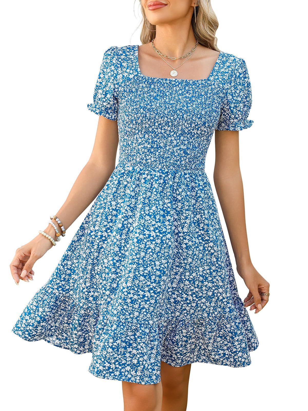 Solid Color Square Neck Mini Sleeveless Skirt