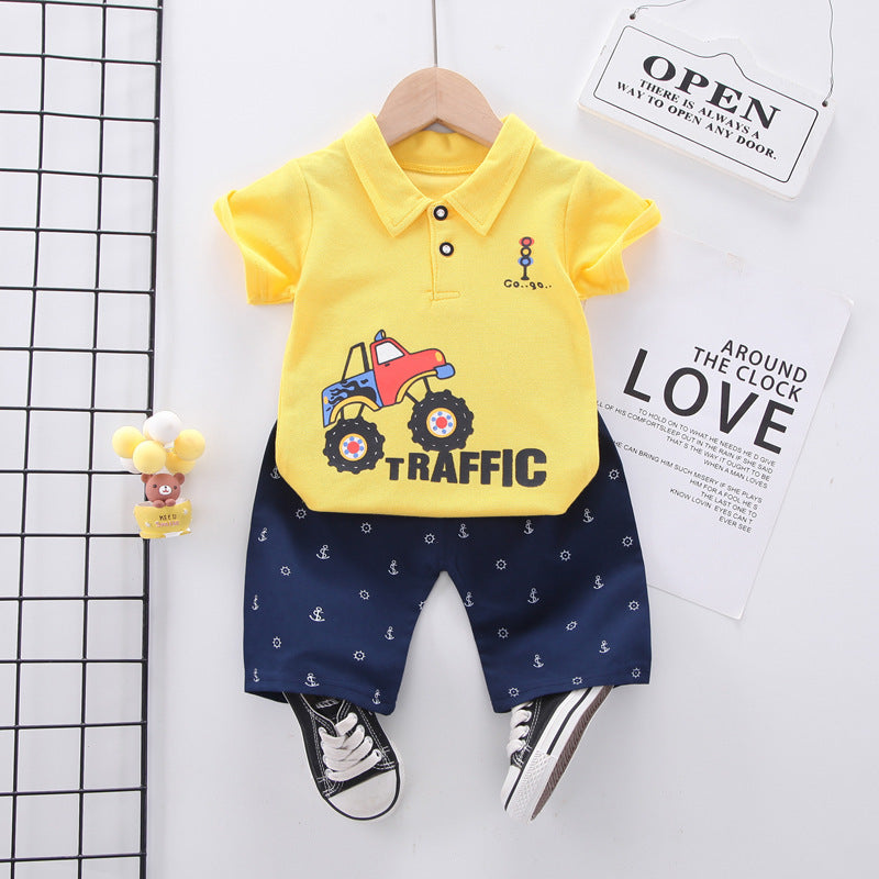 Summer wear boys casual short-sleeved shorts set