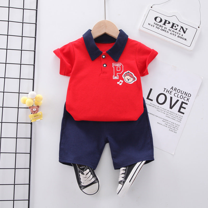 Summer wear boys casual short-sleeved shorts set
