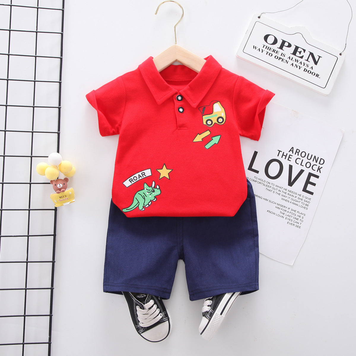 Summer wear boys casual short-sleeved shorts set