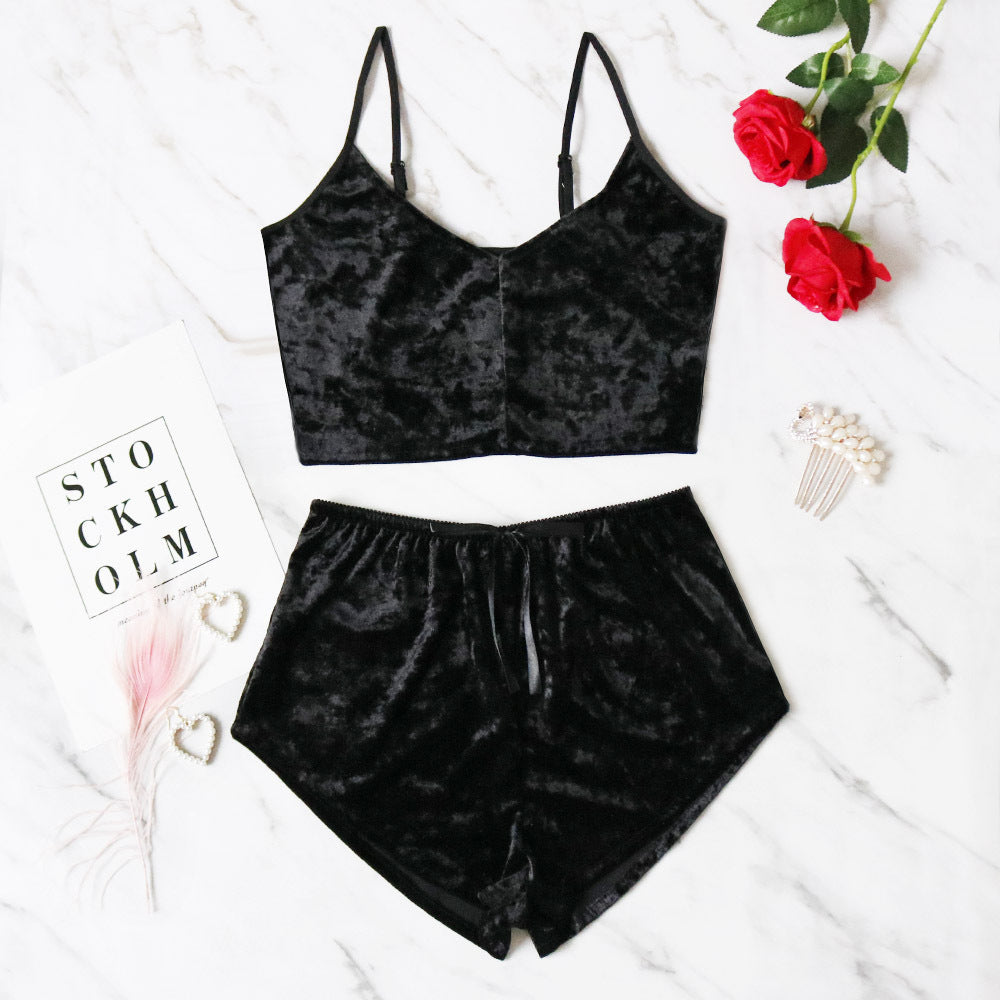 Sexy V-neck gold diamond lingerie