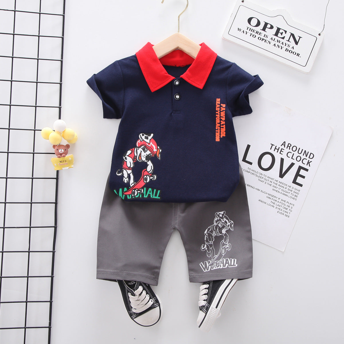 Summer wear boys casual short-sleeved shorts set
