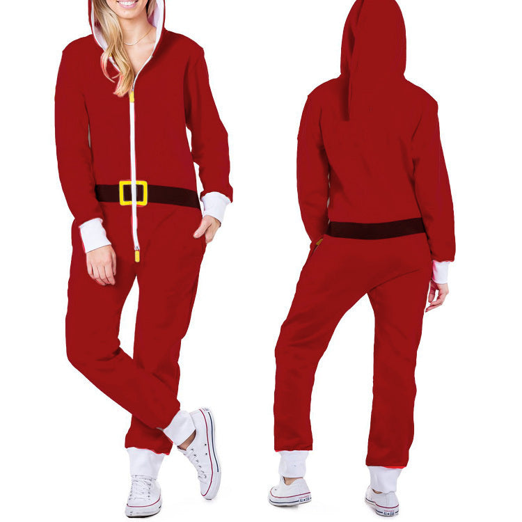 One-piece Pajamas Women Autumn And Winter Couples Hooded Home Service Jumpsuit