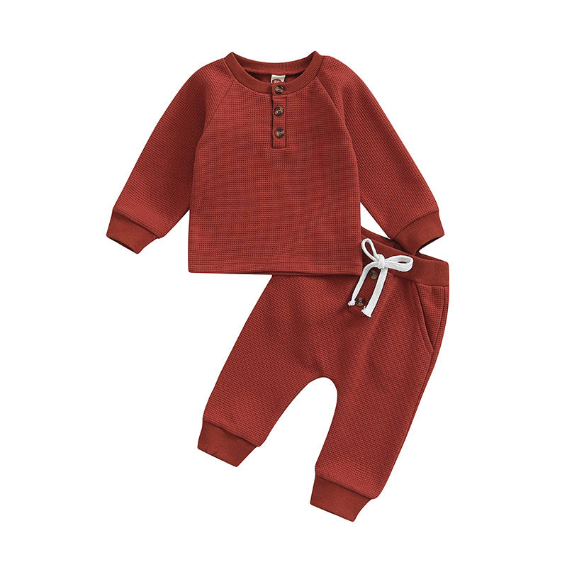 Children's Sweatshirt Round Neck Long Sleeve Elastic Band Pants Set