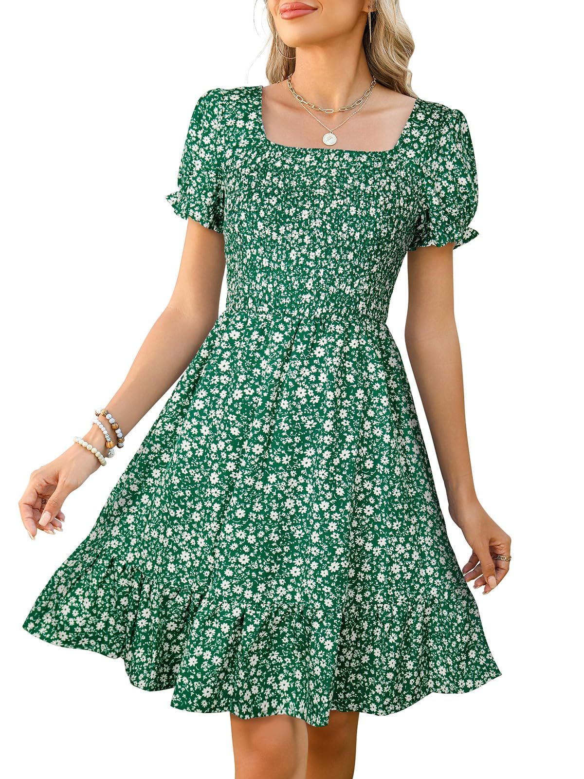 Solid Color Square Neck Mini Sleeveless Skirt