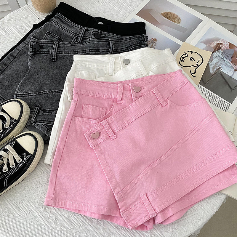 Irregular Denim Sheath Half-length Pants Casual Shorts
