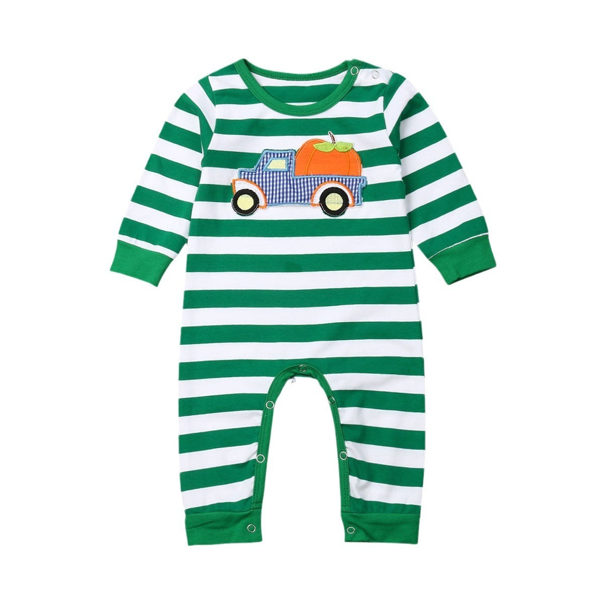 Striped Pumpkin Print Festival Pattern One-piece Romper