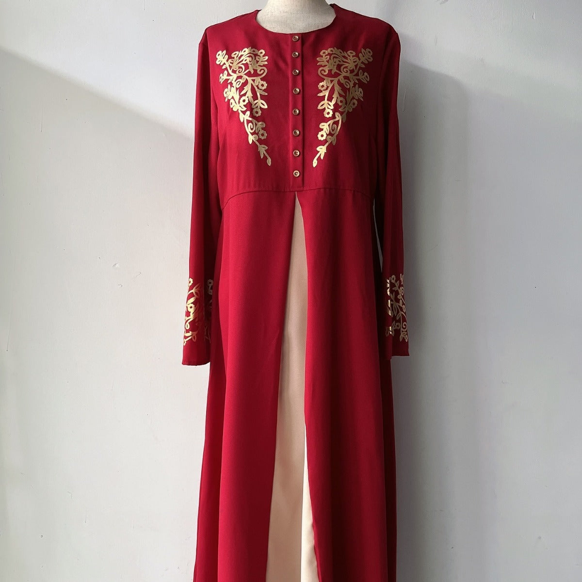 Contrast Color Slim Fit Temperament Long Dress Gilding Stitching