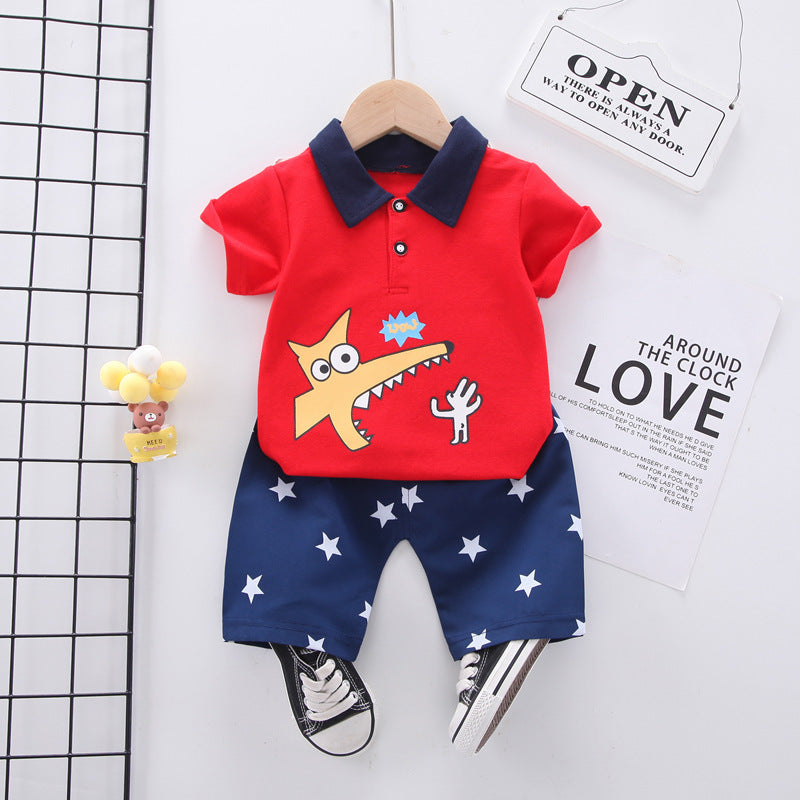 Summer wear boys casual short-sleeved shorts set