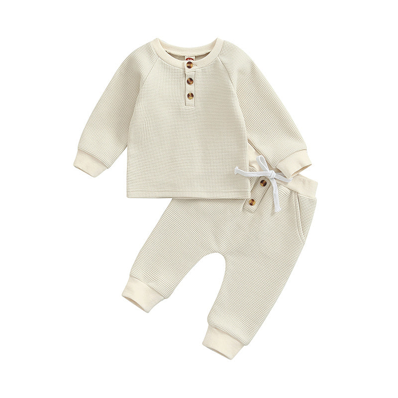 Children's Sweatshirt Round Neck Long Sleeve Elastic Band Pants Set