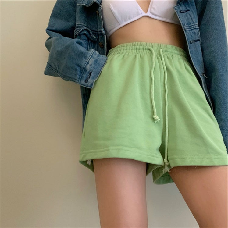 Shorts Women's Thin High Waist Loose Straight Sports Pants