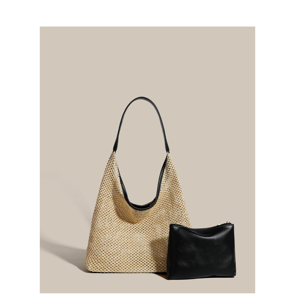 Retro Straw Woven Tote Bag Shoulder Large Capacity Beach Bag
