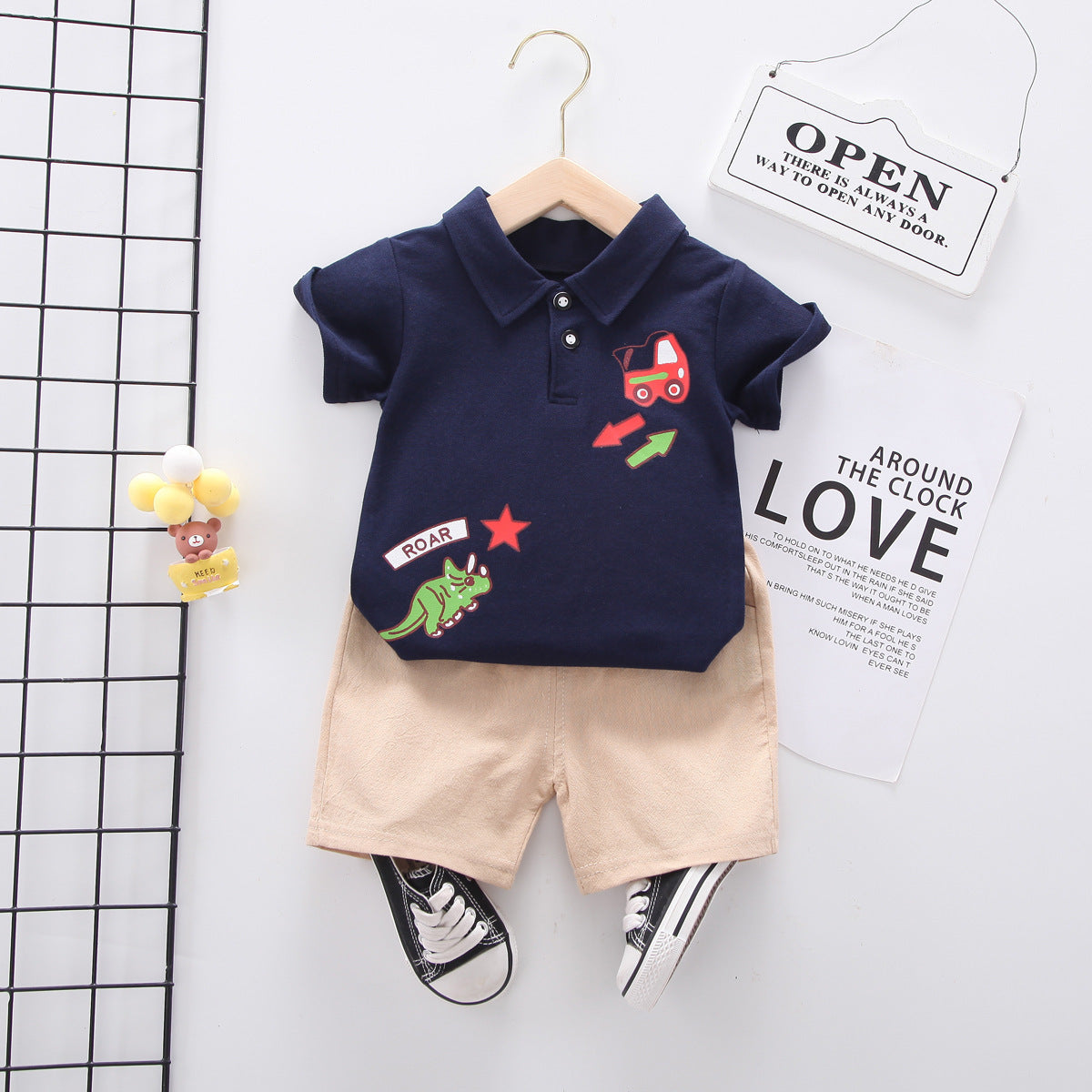 Summer wear boys casual short-sleeved shorts set