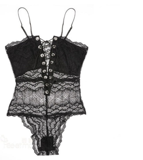 Erotic Lingerie Lace Temptation File Hollow Jumpsuit