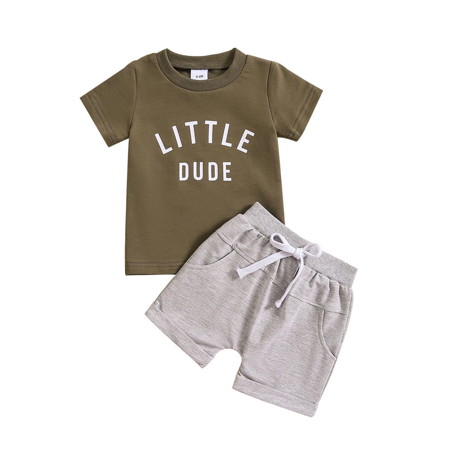 Letter Print Short-sleeve Top Solid Color Shorts Two-piece Set