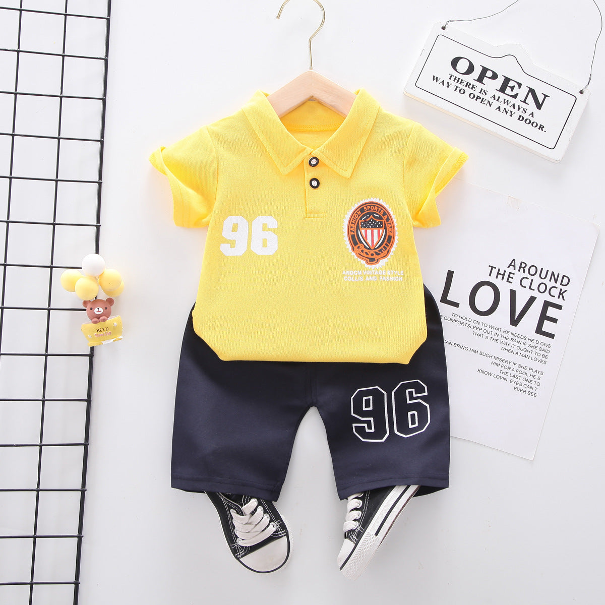 Summer wear boys casual short-sleeved shorts set