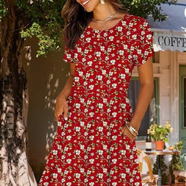 Summer Seaside Leisure Vacation Temperament Printed New Ladies Dress