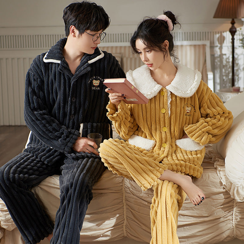 Coral Velvet Couple Pajamas Women Thickened And In Winter