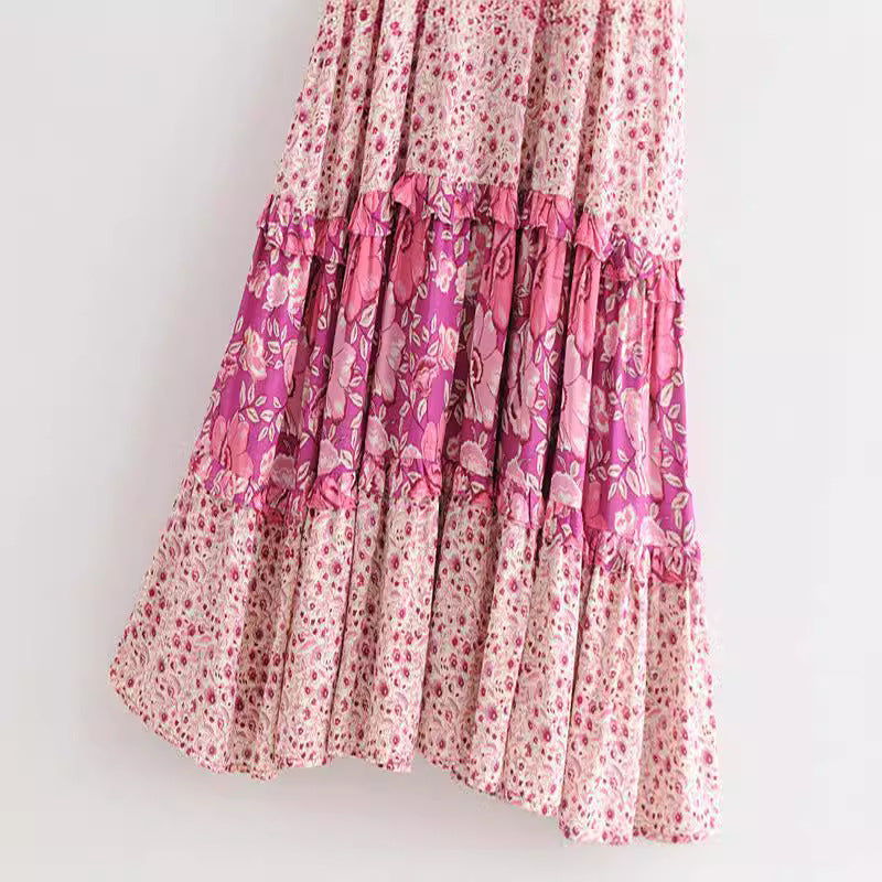 Women's Bohemian Vacation Digital Floral Print Swing Dress