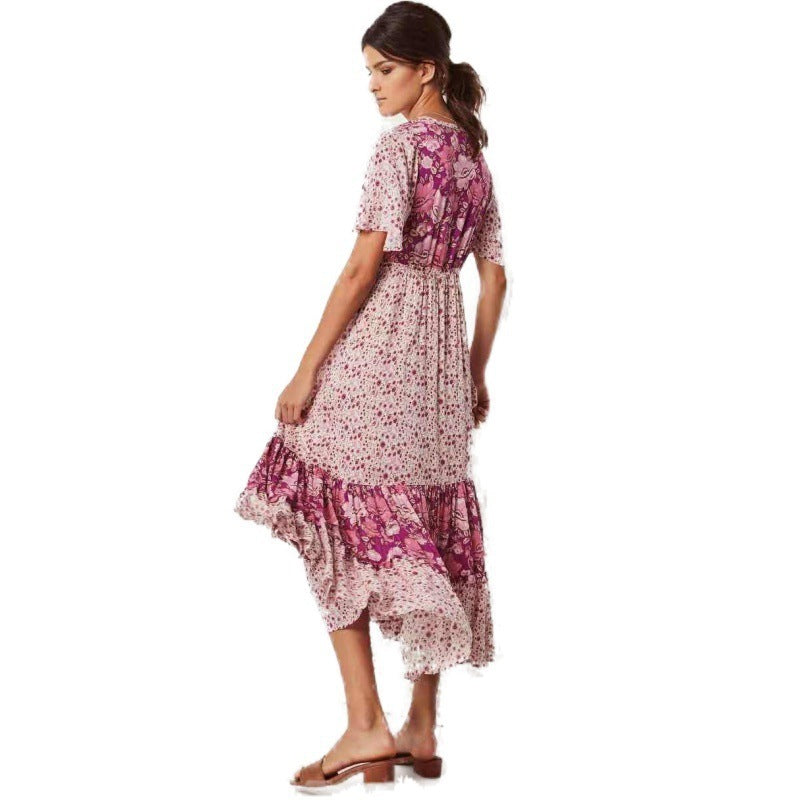 Women's Bohemian Vacation Digital Floral Print Swing Dress