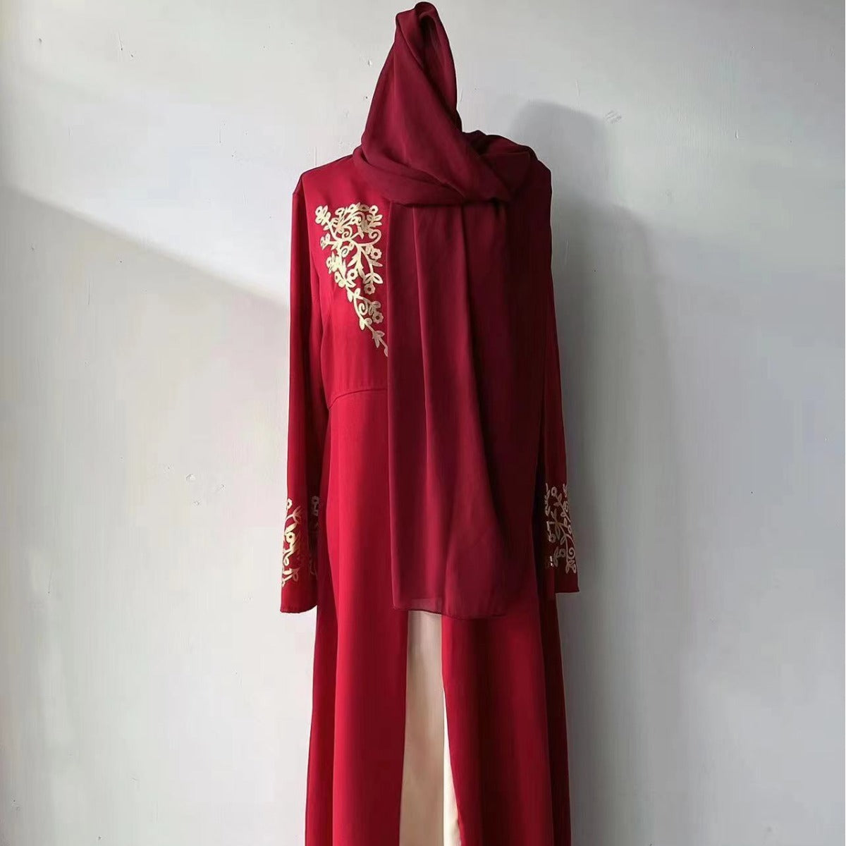 Contrast Color Slim Fit Temperament Long Dress Gilding Stitching
