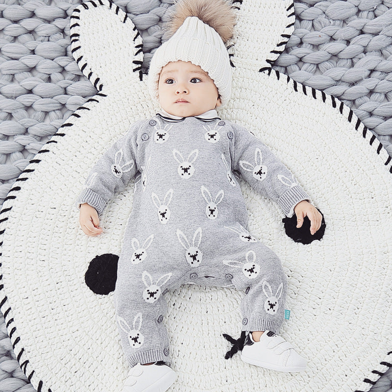 Babies' Knit Jumpsuit Spring And Autumn Sweater