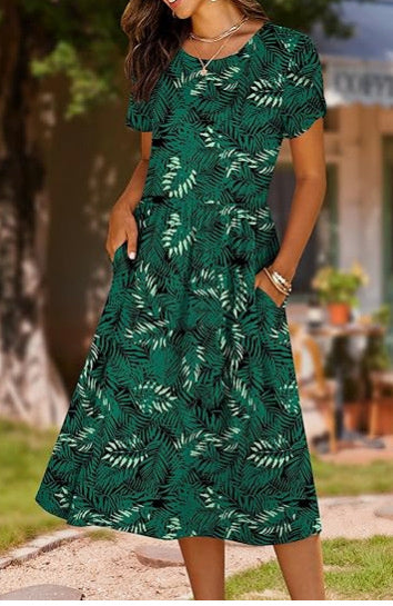 Summer Seaside Leisure Vacation Temperament Printed New Ladies Dress
