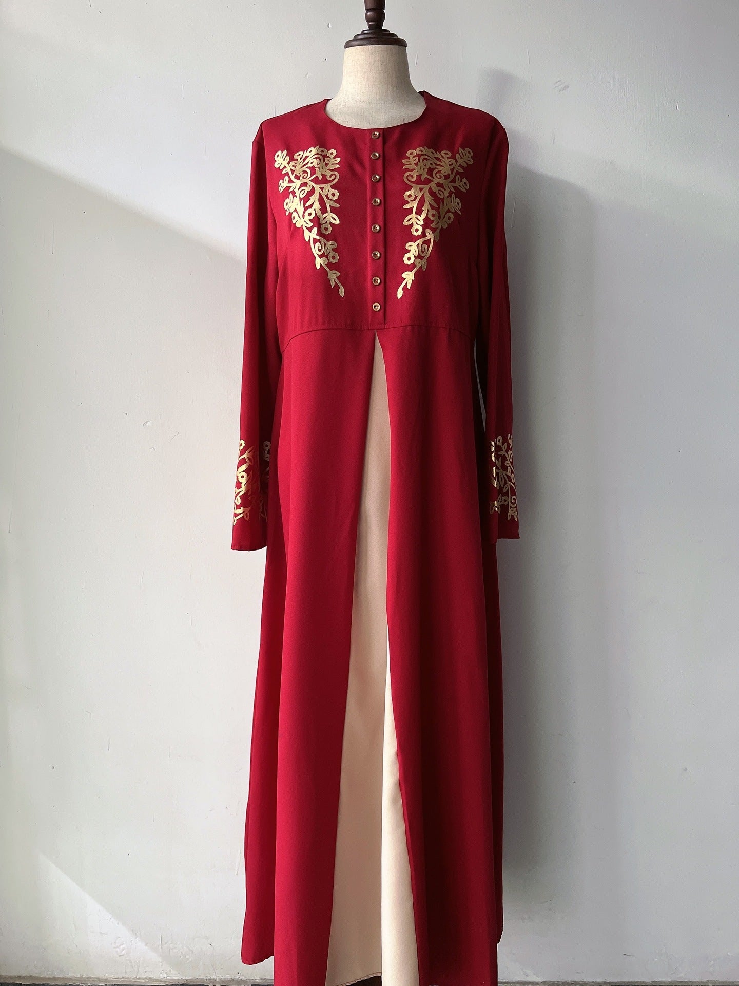 Contrast Color Slim Fit Temperament Long Dress Gilding Stitching