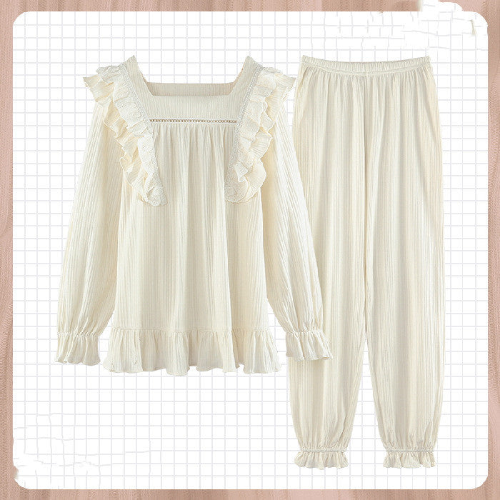 Palace Pajamas Women Spring And Autumn Korean Style Cotton Long Sleeves