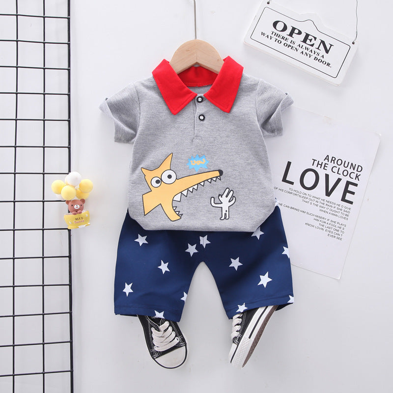 Summer wear boys casual short-sleeved shorts set