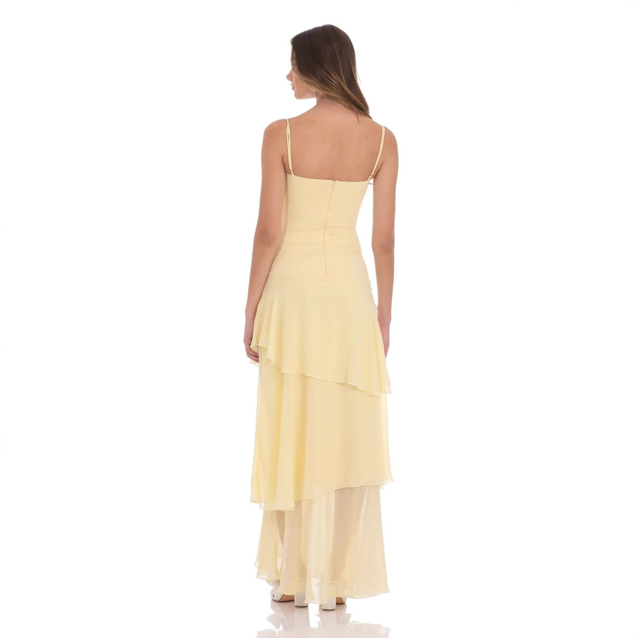 Backless Sling Pleated Lace-up Fashion Dress