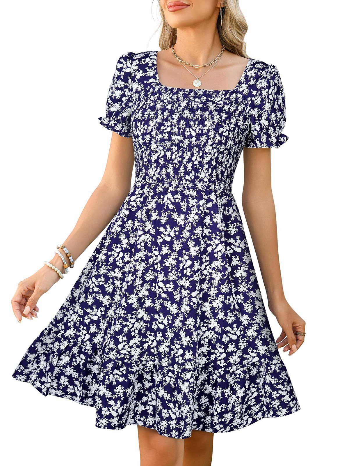Solid Color Square Neck Mini Sleeveless Skirt