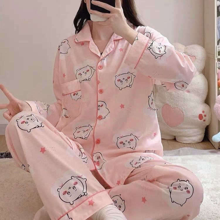 Japanese Sweet Cartoon Long Sleeved Pajamas For Women