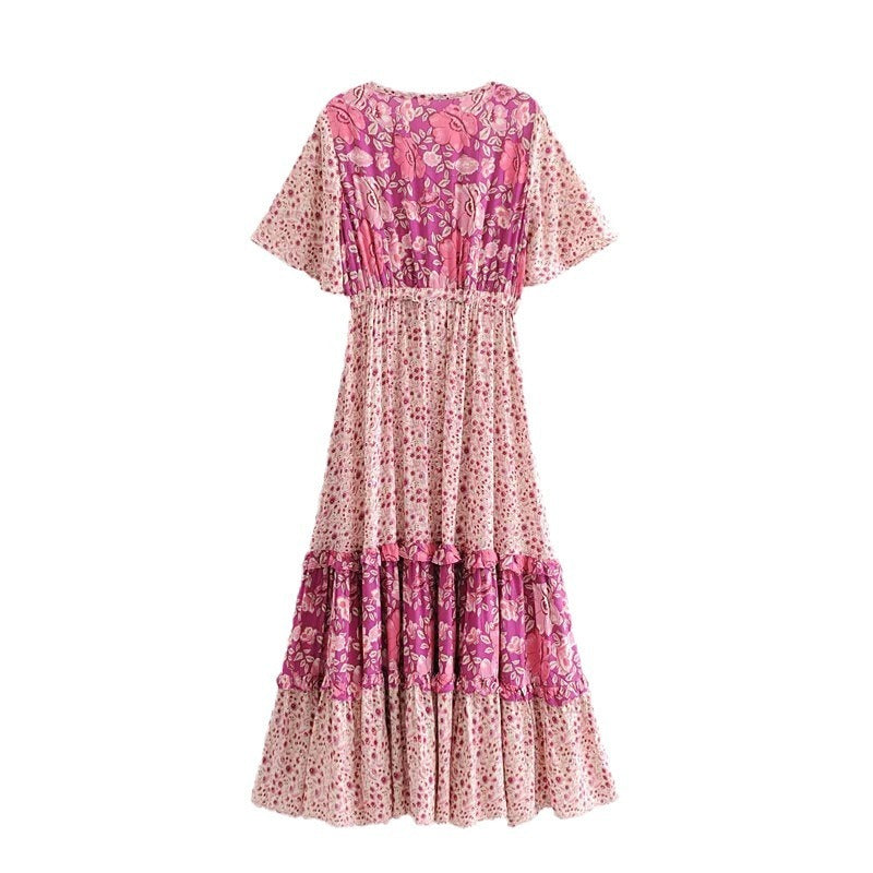 Women's Bohemian Vacation Digital Floral Print Swing Dress