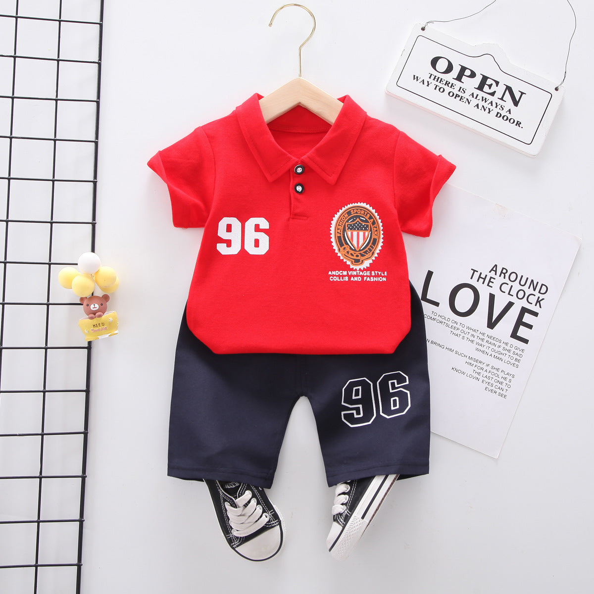 Summer wear boys casual short-sleeved shorts set