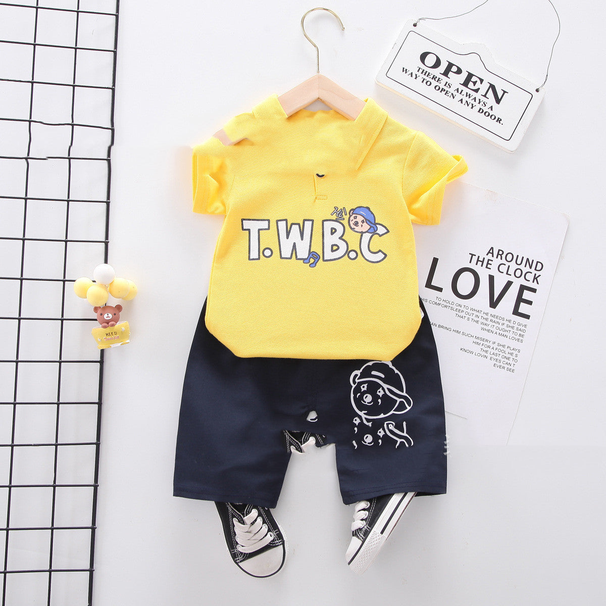 Summer wear boys casual short-sleeved shorts set