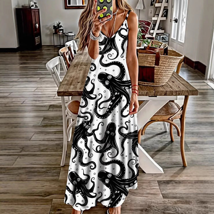 Spring And Summer Sling Women's Clothing Dress Digital Printing