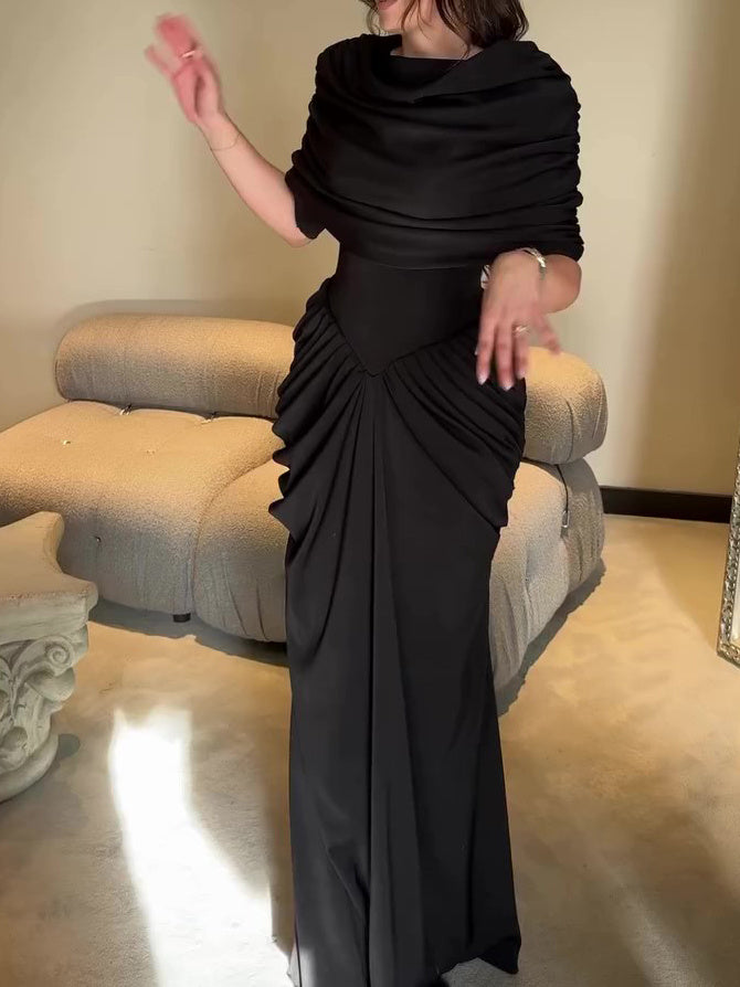 Black Pleated Top Dress Two-Piece Set