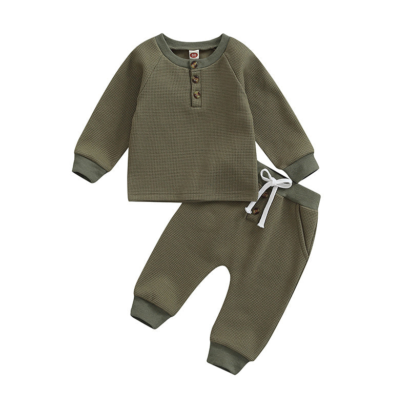 Children's Sweatshirt Round Neck Long Sleeve Elastic Band Pants Set