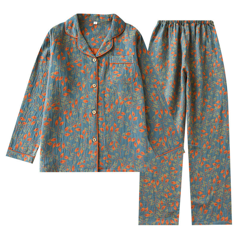 Yarn-dyed Double-layer Jacquard Feather Pajamas Suit Women